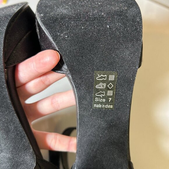 Michael Antonio Black Silver Sparkling Gem Bling Stiletto Heels Ankle Strap Sz 7 - Picture 9 of 12